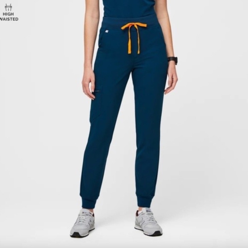 FIGS Zamora Jogger Scrub Pants High Waisted Small Teal Blue Womens - Picture 2 of 6